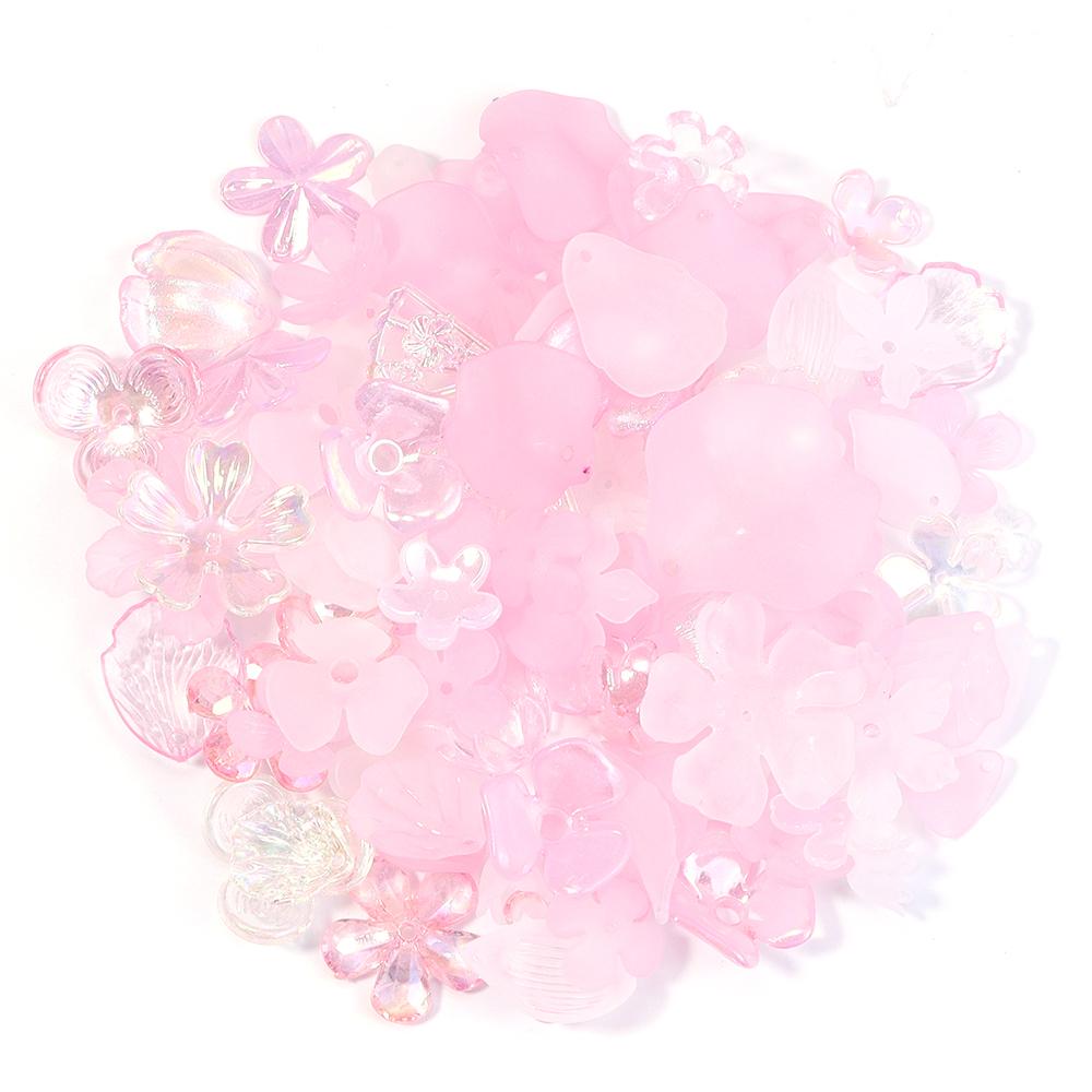 50g/lot Multistyle Acrylic Beads Colorful Flower Leaf Shape Loose Spacer Beads For DIY Handmade Phone Chain Keychain Accessories