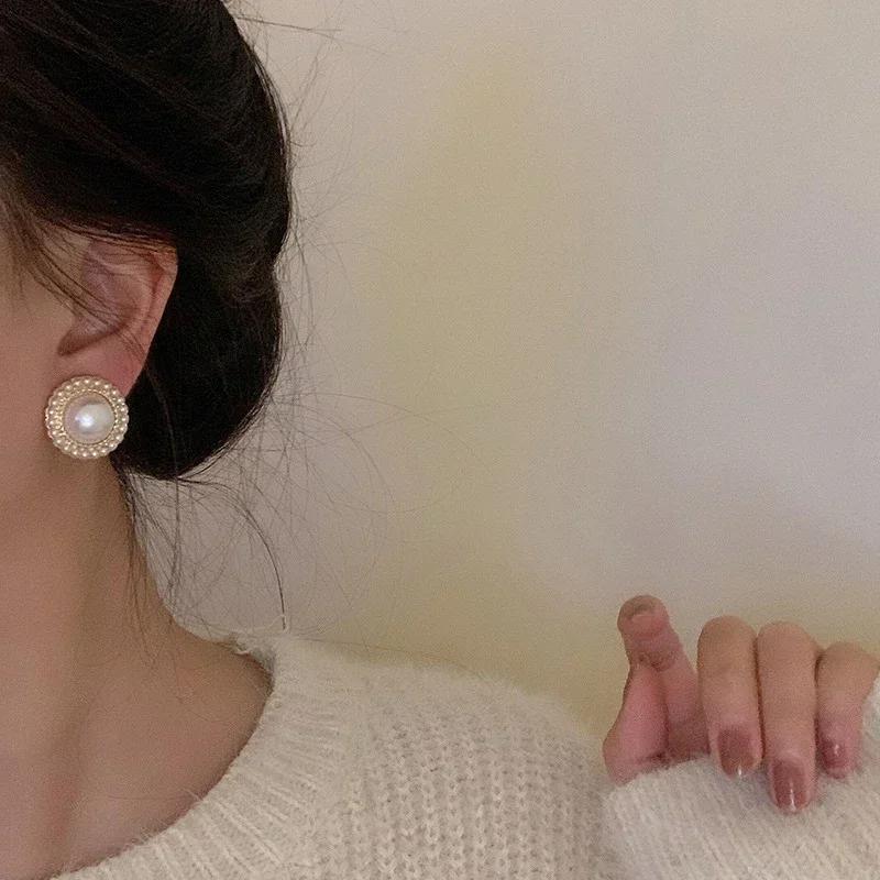 Fashion Bohemian Big Imitation Pearl Stud Earring Mascot Ornaments For Women Valentine's Accessories Gift Wholesale