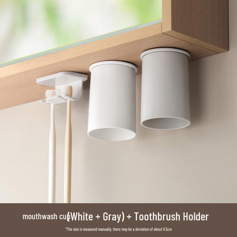 LIEI Magnetic Wall-Mounted Toothbrush Holder with Rinsing Cups