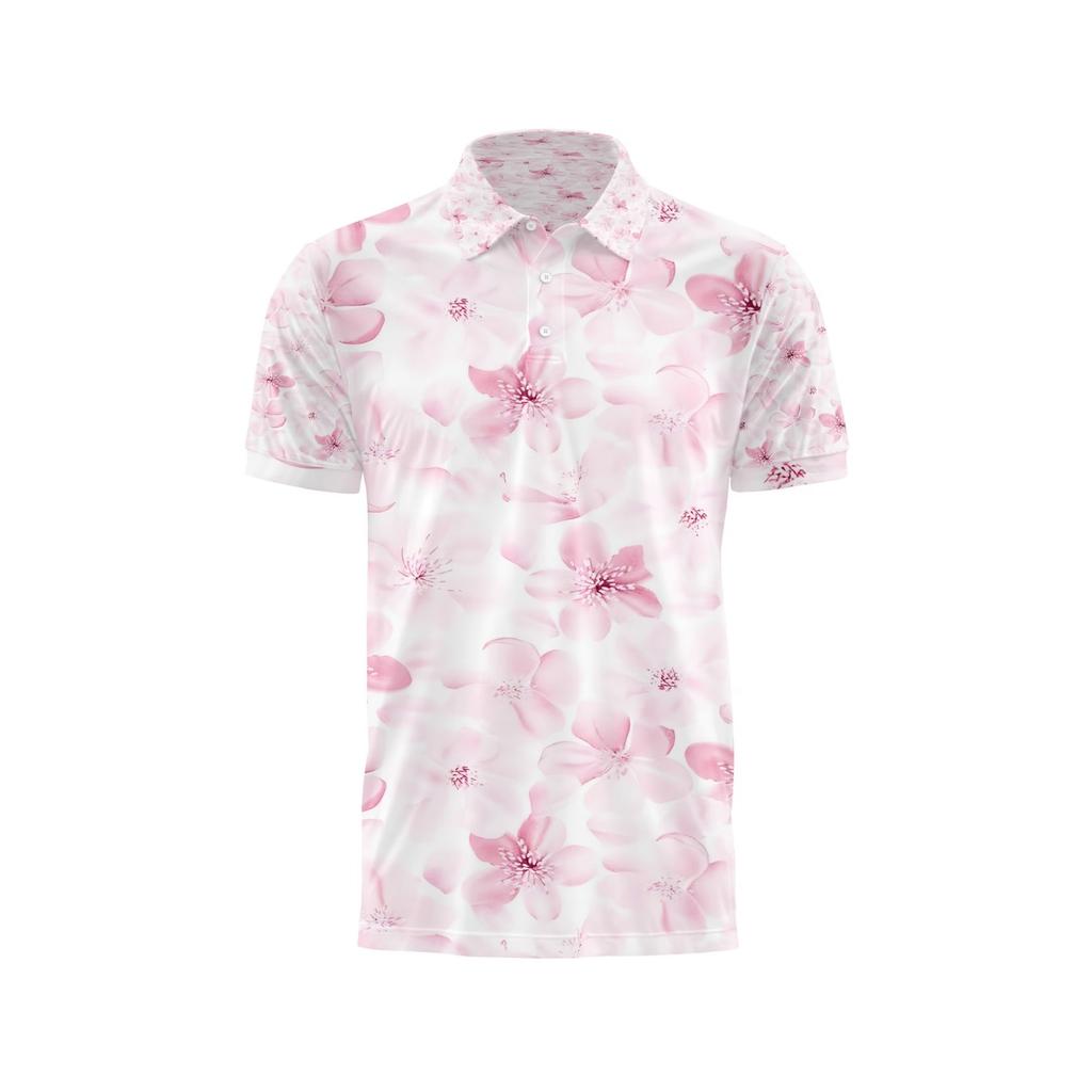 Japanese Cherry Blossom Pattern Polo Shirt For Men Women 3D Print T-Shirts Harajuku Street