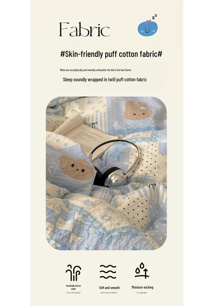 2026 New Cartoon Style Puffy Cotton Embroidery Bedding Set
