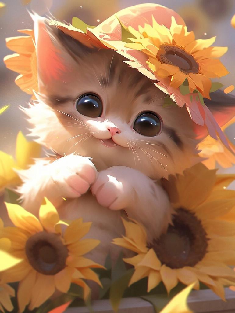 Full Diamond Embroidery Cat Animal New Collection Kits Art Diamond Painting Sunflower Mosaic Home Decoration