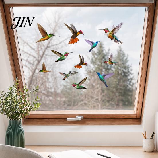 Bird Strike Deterrent Hummingbird Window Clings, Protection Decals, Removable PVC Anti-Collision Static Stickers Safe Cling for Glass Doors