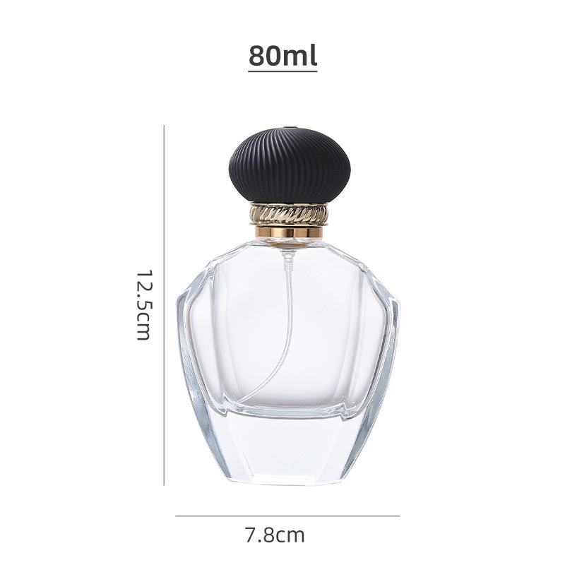 Elegant Transparent Glass Perfume Bottle with Round-Edge Polygon Design and Thick Base
