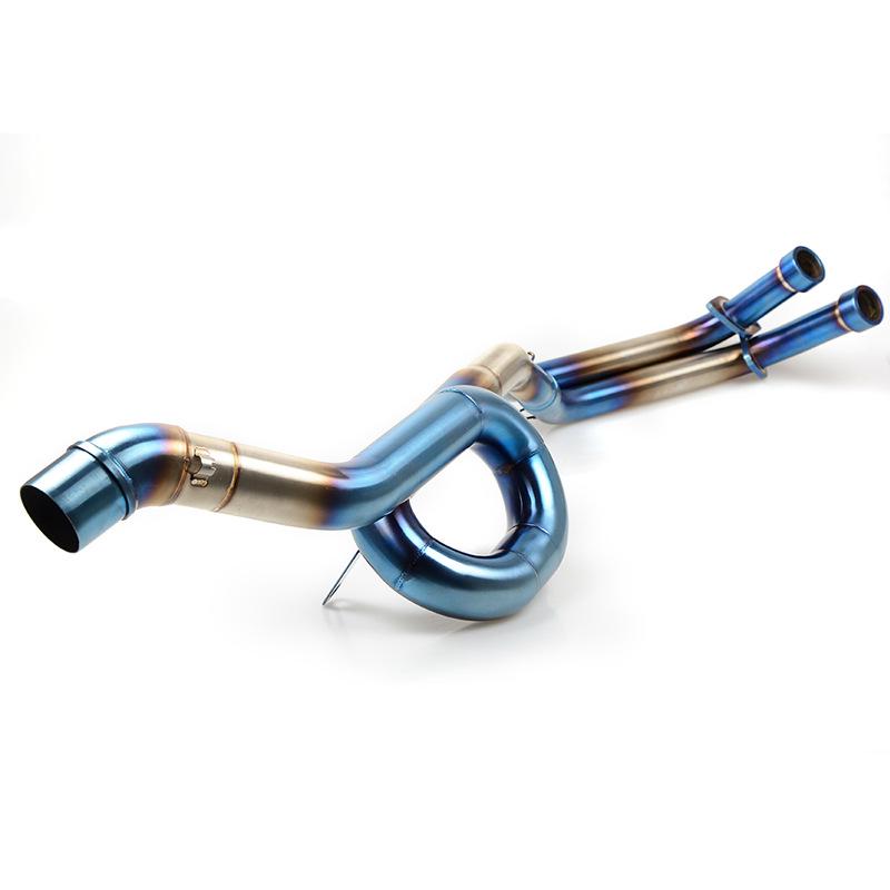 Yamaha R25/R30 Swirl Front Mid-Section Bend Hexagonal Exhaust Pipe (Half Blue)