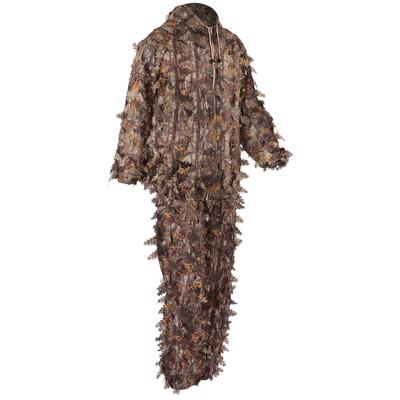 Hnědý maskovací oblek Ghillie Suit s 3D listy, bunda a kalhoty, sada oblečení pro lov