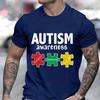 New Men's T-Shirt  Autism Awareness Print Short-Sleeved Shirt Summer Casual T-Shirt for Men Fashion Top Oversized Men's Clothes