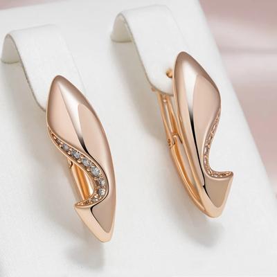 Orecchini pendenti lucidi color oro per donna, orecchini a cerchio geometrici con zirconi pavé, gioielli vintage raffinati