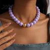 Beads Bracelet Beaded Jewelry for Women, Acrylic Big Choker Necklace Necklace, Round Stretch Bracelet, Summer Retro Accessory Adjustable