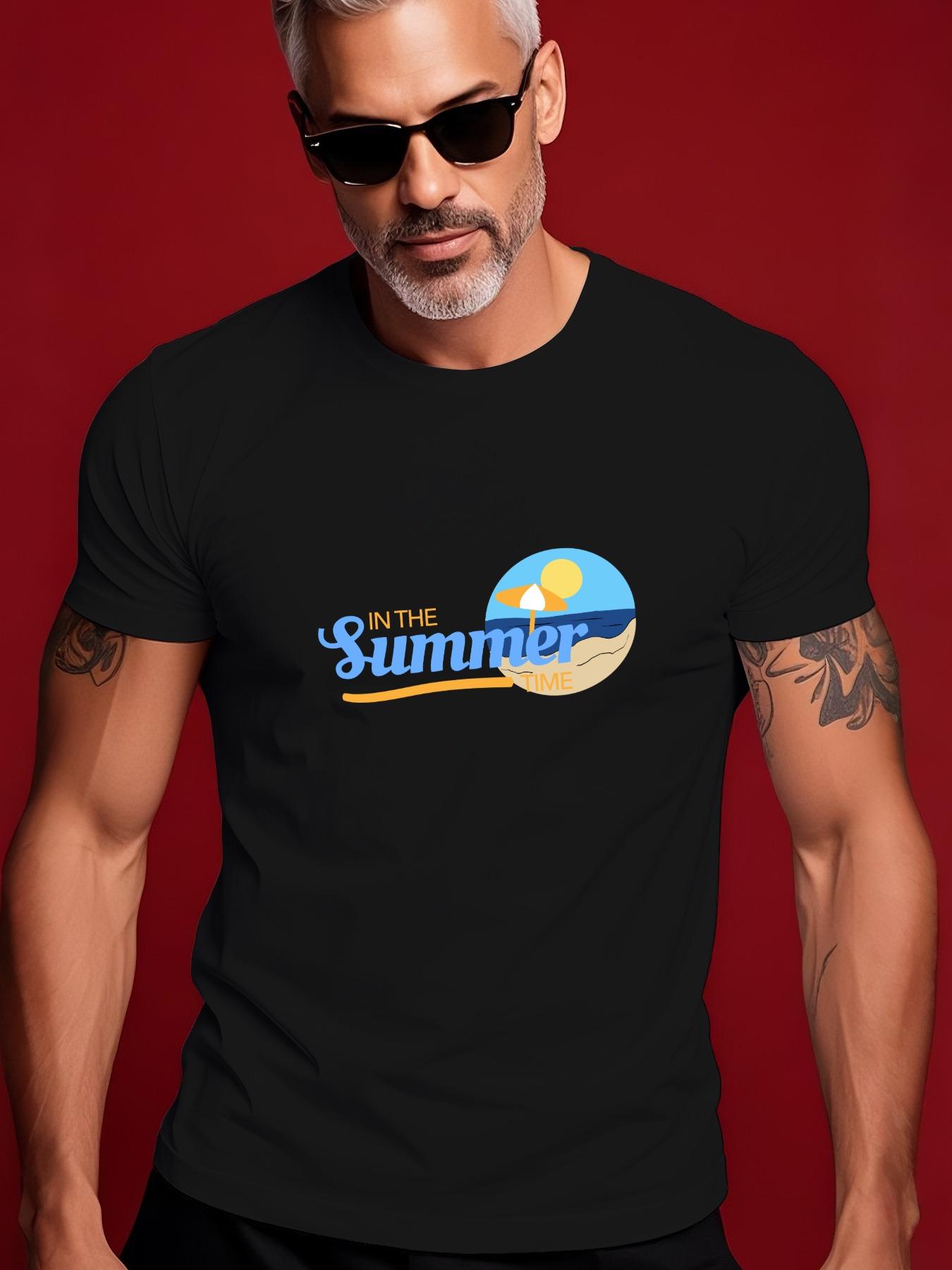 Summer Graphic Tshirt - Vibrant Blue In The Summer Time ... S