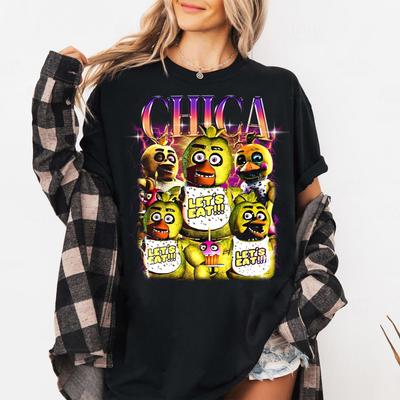 Chica Pięć Nocy u Freddiego Koszulka FNAF Koszulka Bawełniana Koszulka z Grą Koszulka Ubrania Graficzna Koszulka z Krótkim Rękawem Unisex Unisex Kobiety