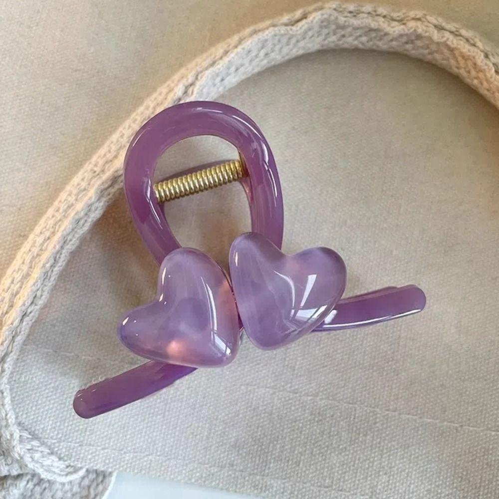 Korean Style Heart Shark Clip Transparent Resin Shark Clip Gift Love Hair Claw  Daily