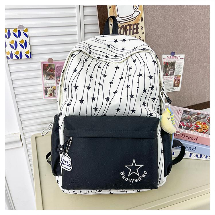 Schoolbagins High-value student schoolbag Fresh and sweet candy-colored star campus backpack Large capacity lightweight backpack