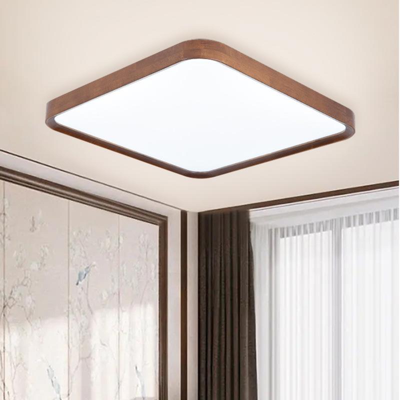 Modern Minimalist Walnut Ceiling Light - Solid Wood for Living Room, Bedroom, Dining Room, and Study