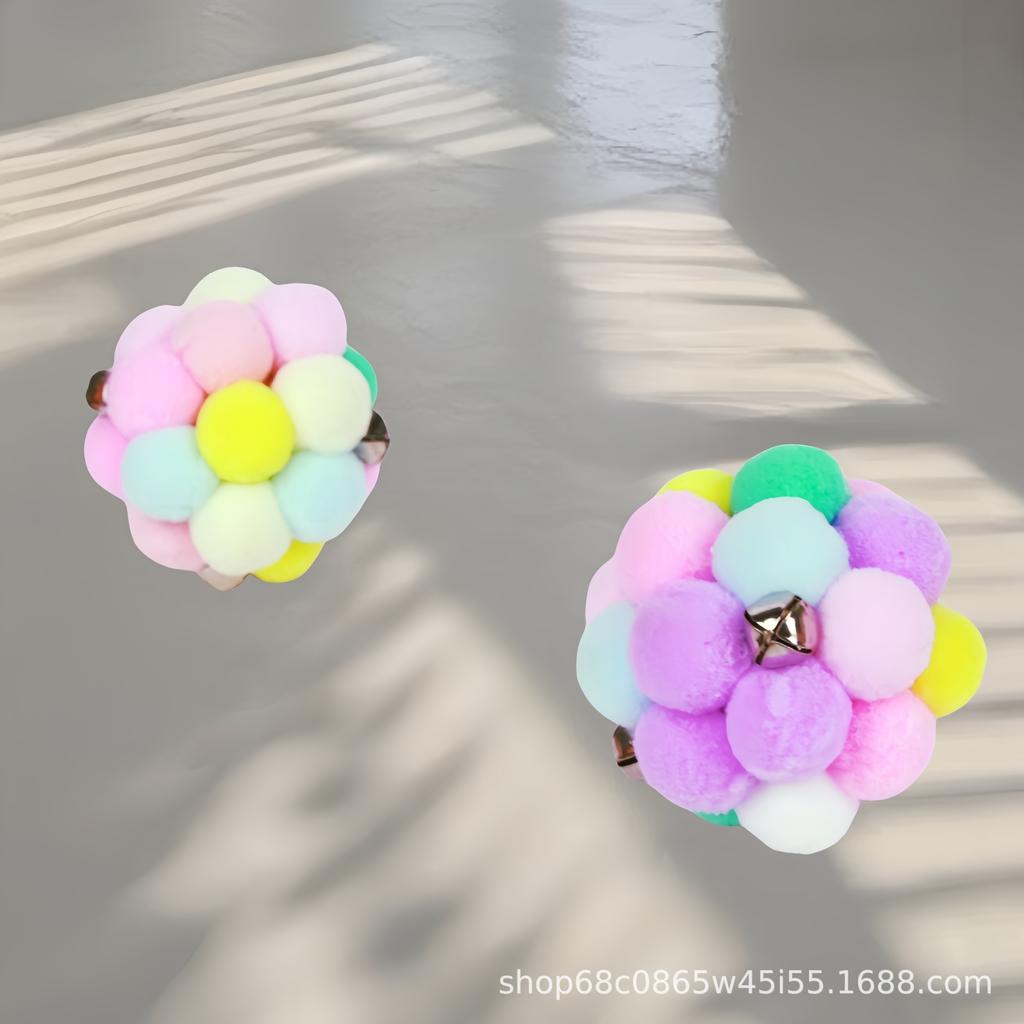 Plush Bell Ball Cat Toy To Relieve Boredom Since Hi Macaron Color Cat Toy Hairball Sound Interactive Cat Toy