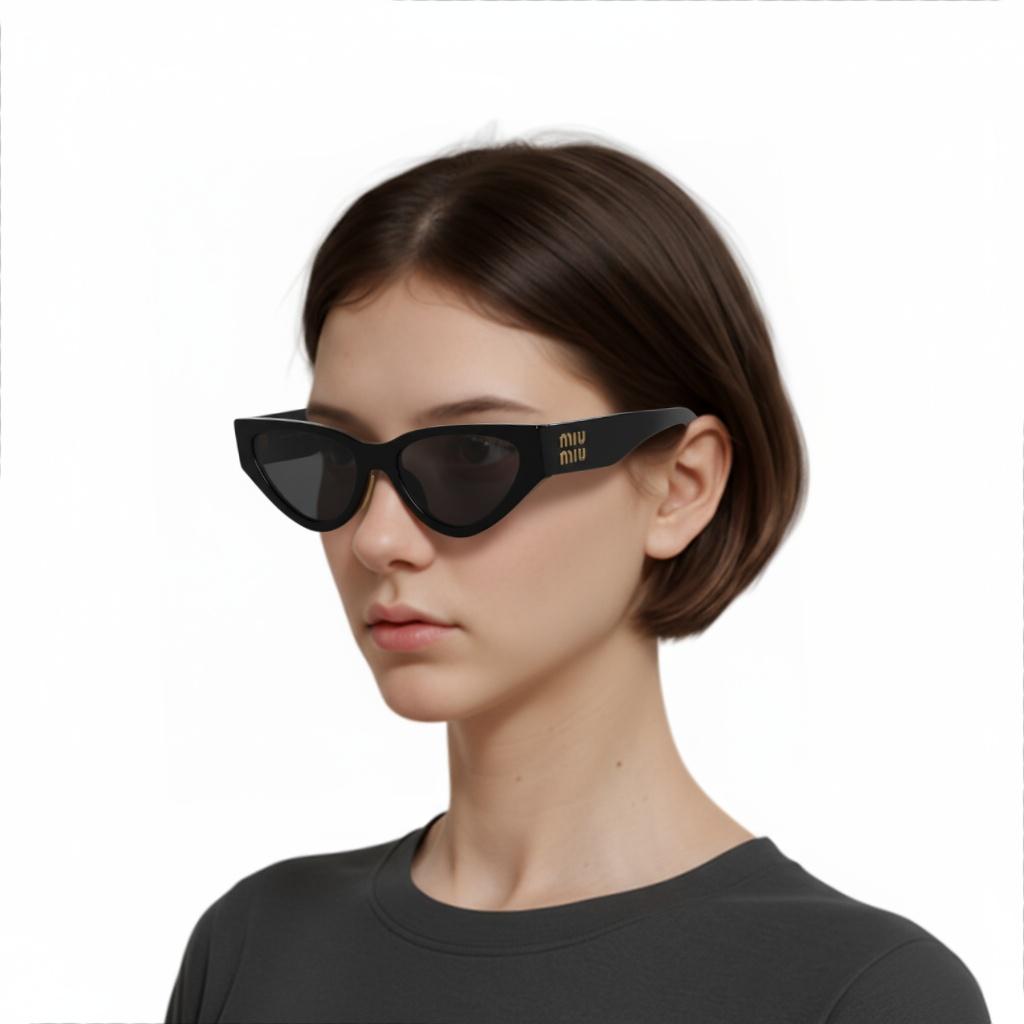MIU MIU Cat Eye Sunglasses With Logo Women Sunglasses Black MU03ZS1AB5S0
