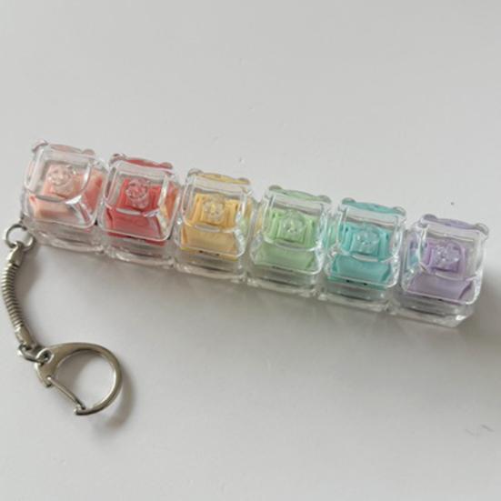 Keyboard Fidget Toy 5-Keys Anxiety Relief Finger Clicker Keychain Focus Aid Clear Keycap Keyboard Decompression Button Sensory