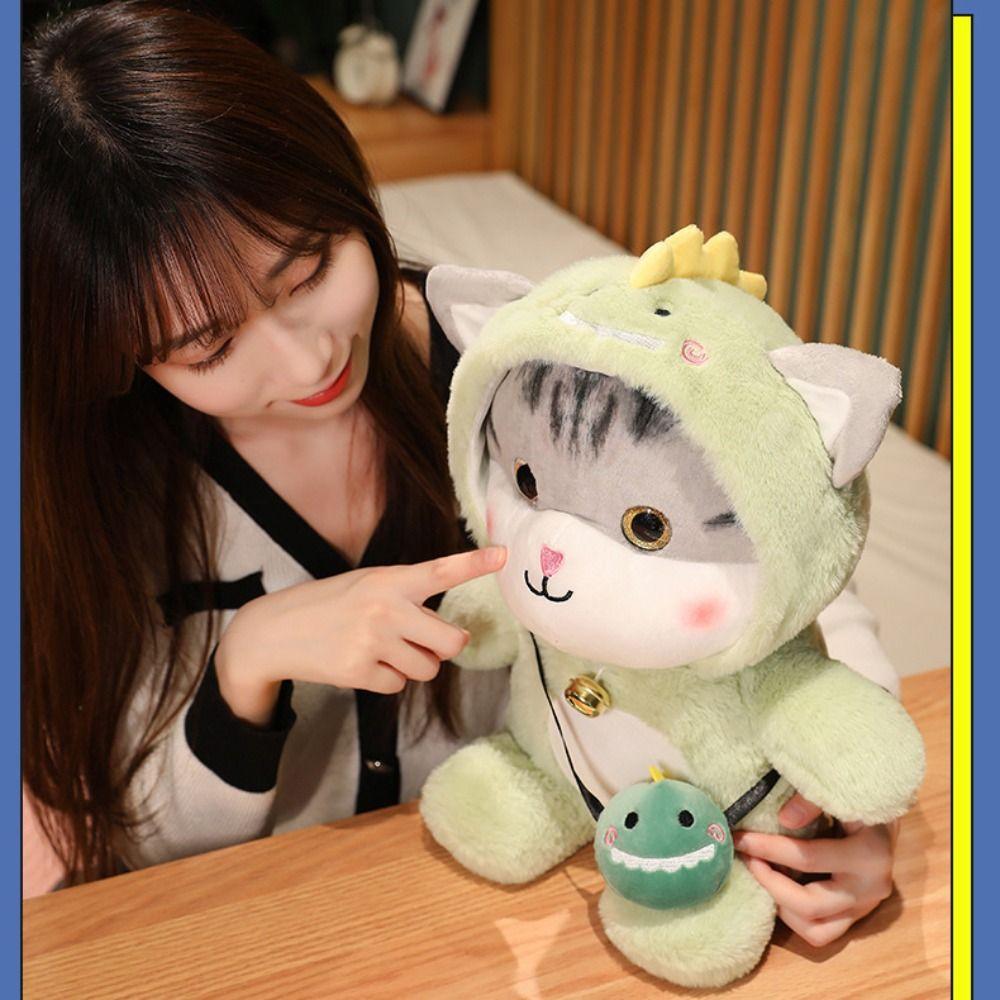 Bell Feature Stuffed Animal Toy Kawaii Design Cat Plush Toy Cartoon Cat Doll  Birthday Present