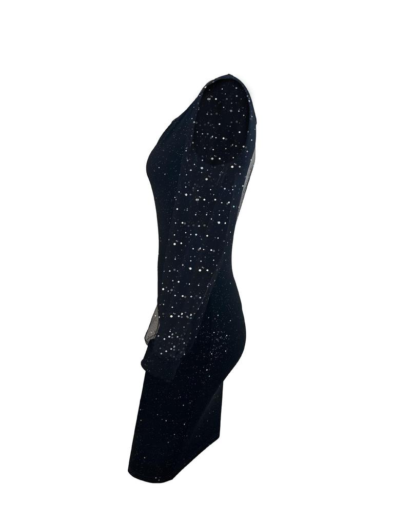 Elegant 2024 V-Neck Mesh Sleeve Bodycon Evening Dress