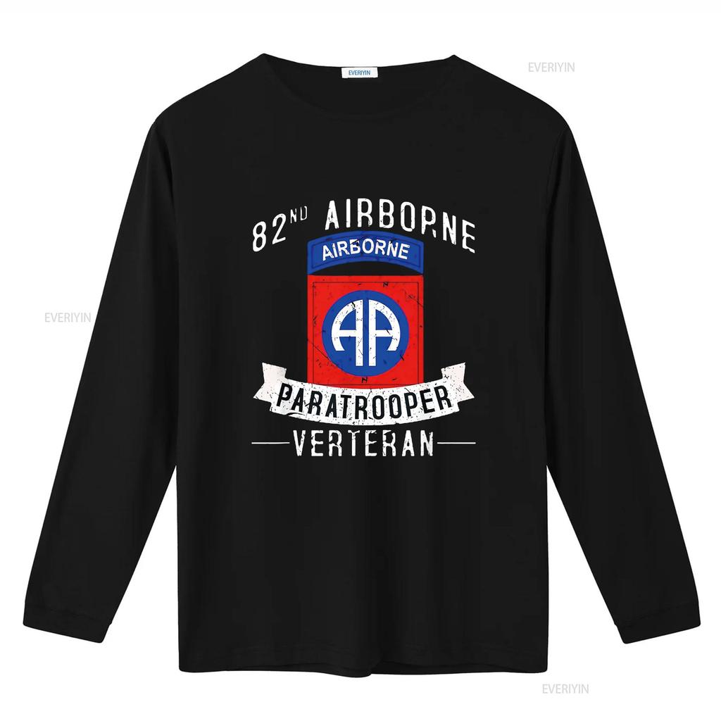 Mens 82nd Airborne Division Paratrooper Army Veteran T Shirt Black Medium vintage Washed Casual homme Stylish Versatile