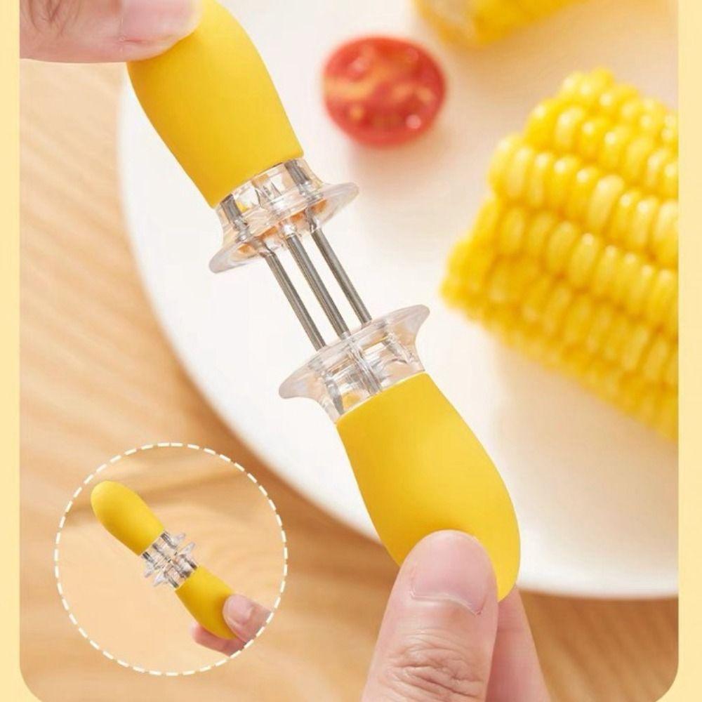 1 Pair Heat-insulated Anti-scalding Corn Fork Corn Cob Holders  For Home Cooking BBQ Camping