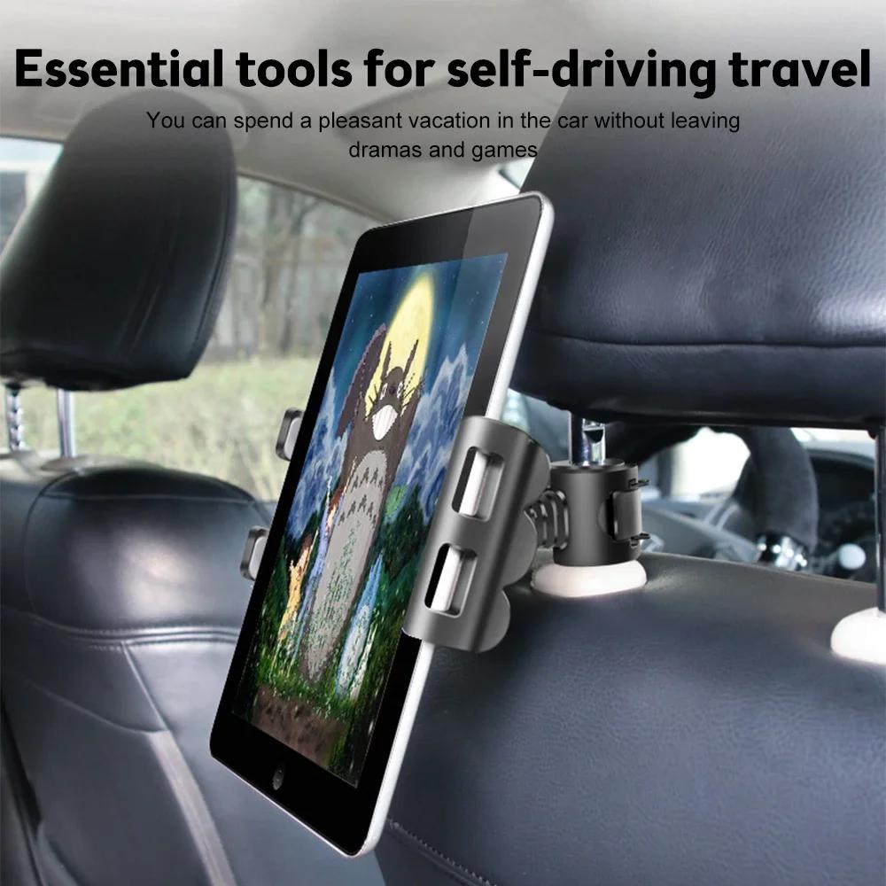 Car Tablet Holder for Headrest Adjustable Car Seat Back iPad Mount Mobile Cell Phone Stand Clip Auto Road Trip Accessory Kids
