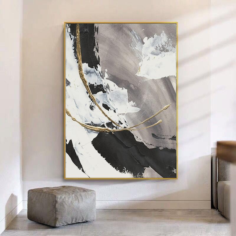 Modern Golden Grey Canvas Painting Decoration Poster Print For Living Room Bedroom Office Abstract Picture Wall Art Home Decor