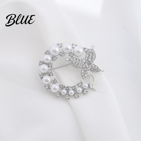 Elegant Butterfly Jewelry Ladies Brooch Pin Rhinestone Faux Pearl Lapel