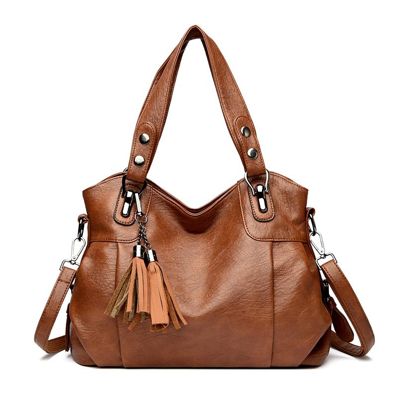Monohromatiska ādas plecu soma sievietēm crossbody