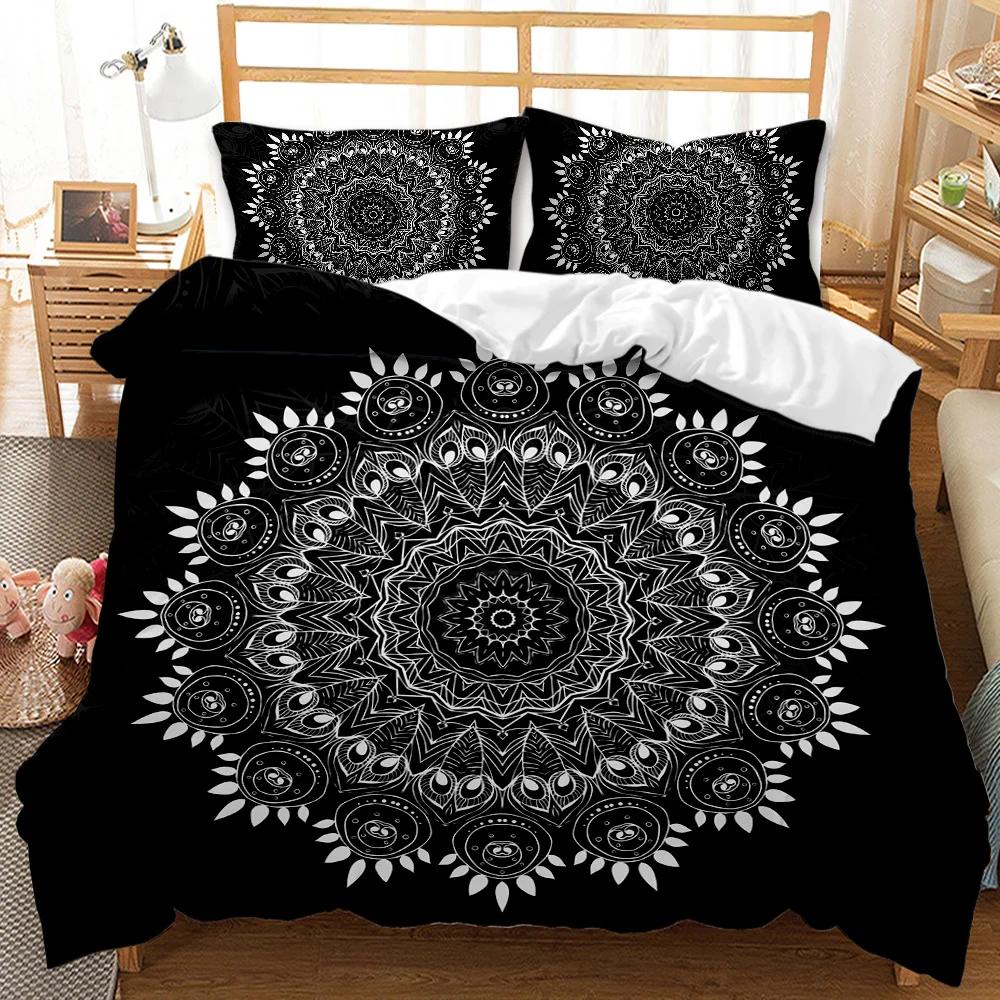 Mandala Duvet Cover Set Elephant Boho Chic Hippie Twin Bedding Mandala Polyester Comforter Cover Adults Double Queen King Size
