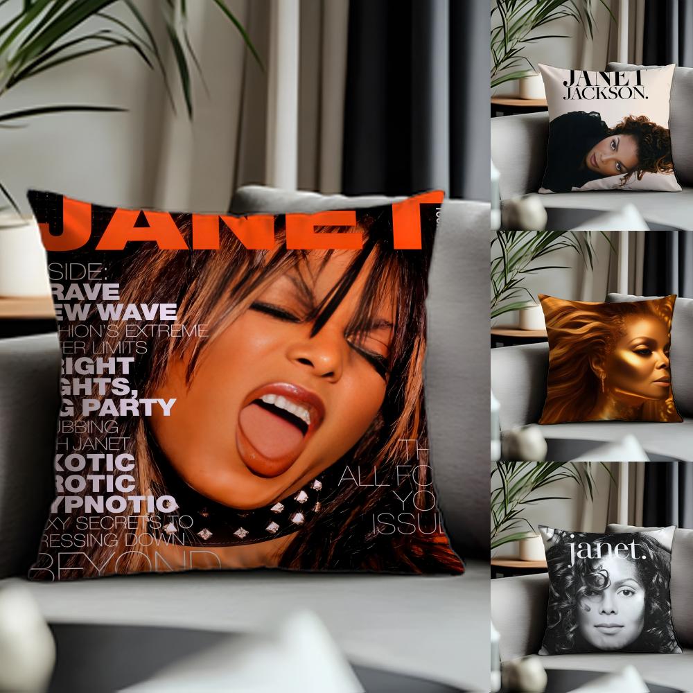 Fashion JJanet Jacksoning Cushion Cover Antidustmite Pillowcase Invisible Zipper Silky Short Plush Sofa Cushion Cover