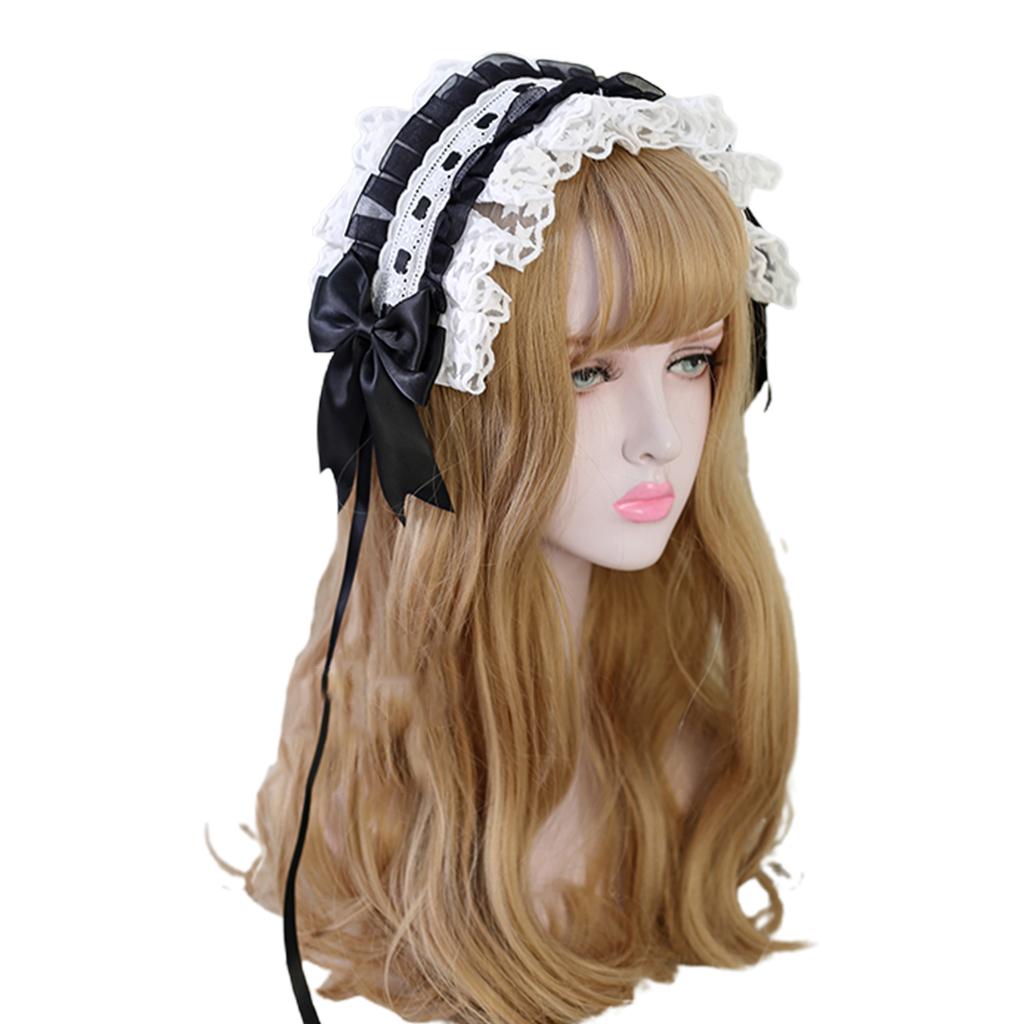 Lolita Maid Cosplay Hair Accessory Headband Japanese Star Lace Ribbon Headdress