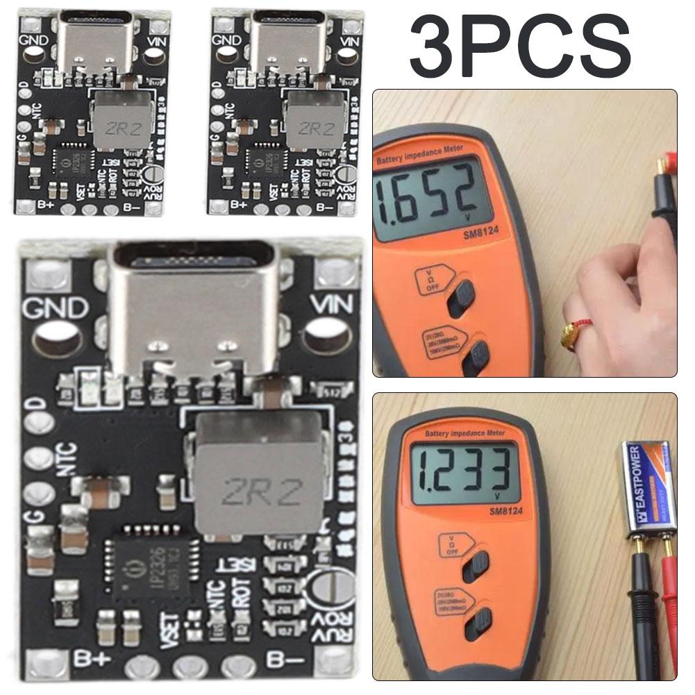 

AU 3Pcs Type-C USB 2S/3S 15W BMS 3.7V Lithium Battery Pack Charging Board Fast C