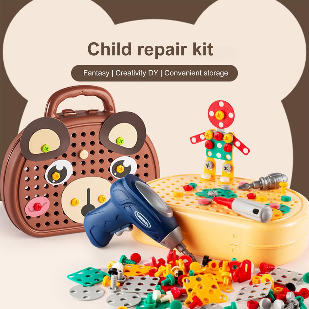 Creative Mosaic Puzzle Toy Electric Drill Puzzle Toy Trendy Bits Screw STEM Toy STEM Learning Educational Toys for Kids