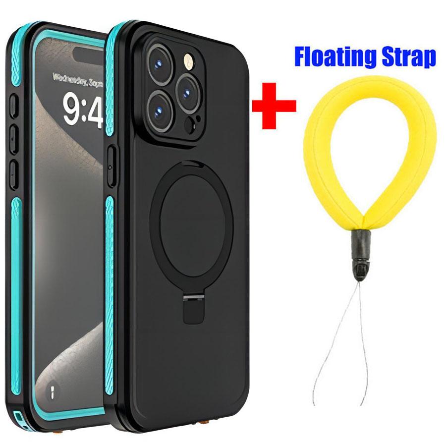 WholeSale Magnetic Charging with Stand Anti Fall IP68 Waterproof Case For iPhone 15 Pro Max Drop proof Cover Diving Swimming