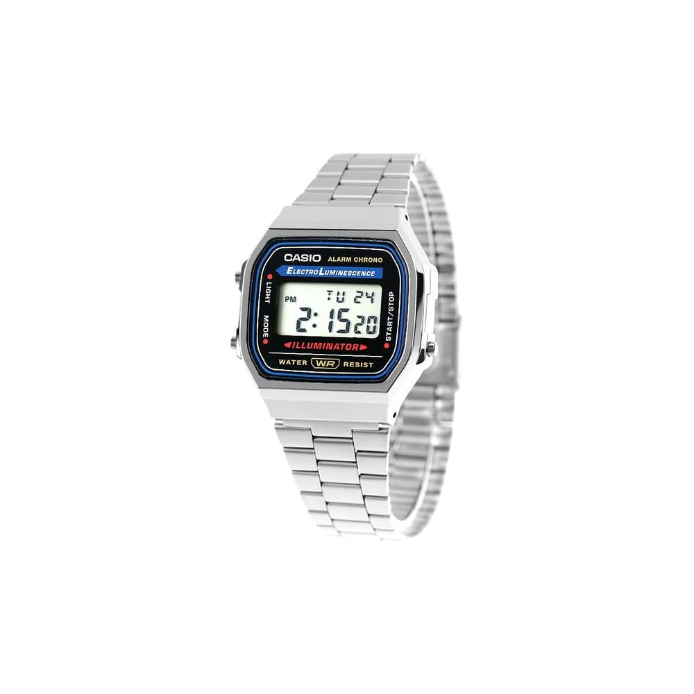 Casio Chipkashi Quartz Men s Wristwatch A168WA-1W Stainless Steel Digital Timepiece