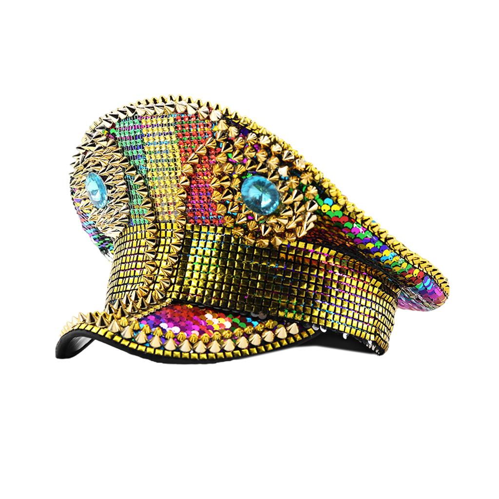 Cappello da Capitano Borchiato Arcobaleno Rivetti Gioiello Cappello da Marinaio Regolabile Cappello alla Moda per Attività all'Aperto Unisex