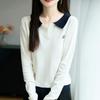 Autumn Colorblock POLO Collar Sweater: Women's Pullover Knitwear for Fall/Winter