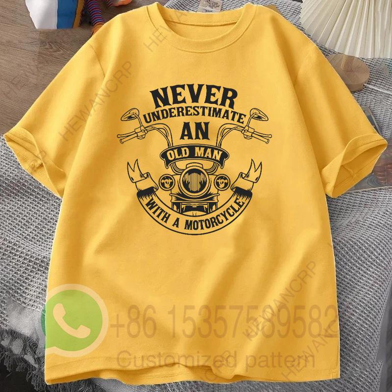 Never Underestimate An Old Man with A Motorcycle Summer Tracksiut Men Tshirt Oneck Pullovers Harajuku Cotton Casual Streetwear