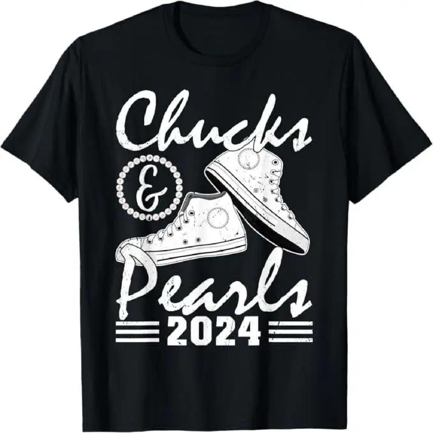 Chucks And Pearls Kamala Harris 2024 USA Election 2024 T-Shirt S чёрный