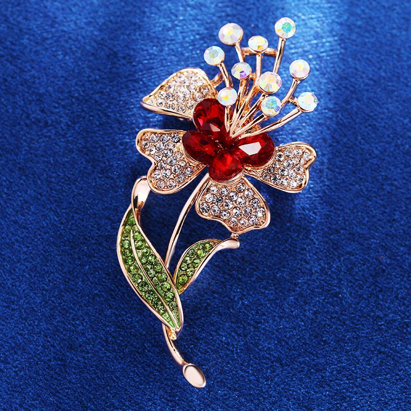 Bo Xin Yun Korean Style Rhinestone Flower Brooch - Fashionable Alloy Corsage Pin