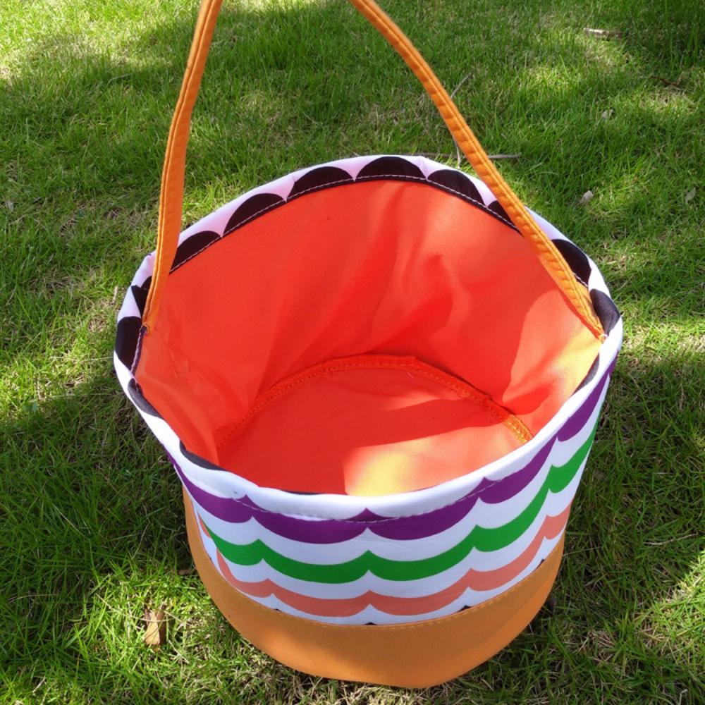 Halloween Portable Canvas Candy Bag Halloween Decoration Basket Kids Tote Bag Pumpkin Basket Halloween Decoration