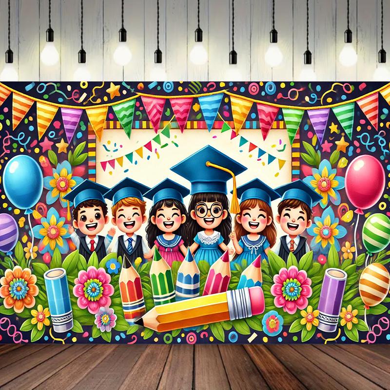 Graduation Celebration Illustration, Multipurpose Banner, Romantic Style, Suitable for Photography and Event Decoration