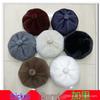 Plush Octagonal Beret: Fluffy, Noble-Looking Faux Mink Fur Hat for a Slimmer Face.