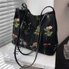 WTEMPO Embroidered Commuter Women's Bags Large-capacity Canvas Bags Casual Fashionable Tote Bags Simple All Seasons Single Shoulder Bags