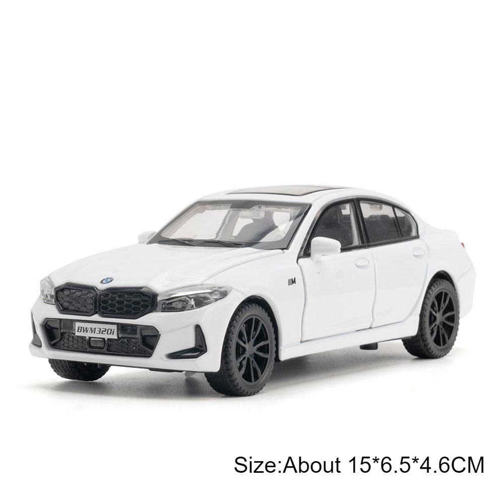 Scale 1:32 320i XM Car Model Toy Pull Back Sound Light Doors Opened High Simulation Miniature Models Educational Toys Gifts