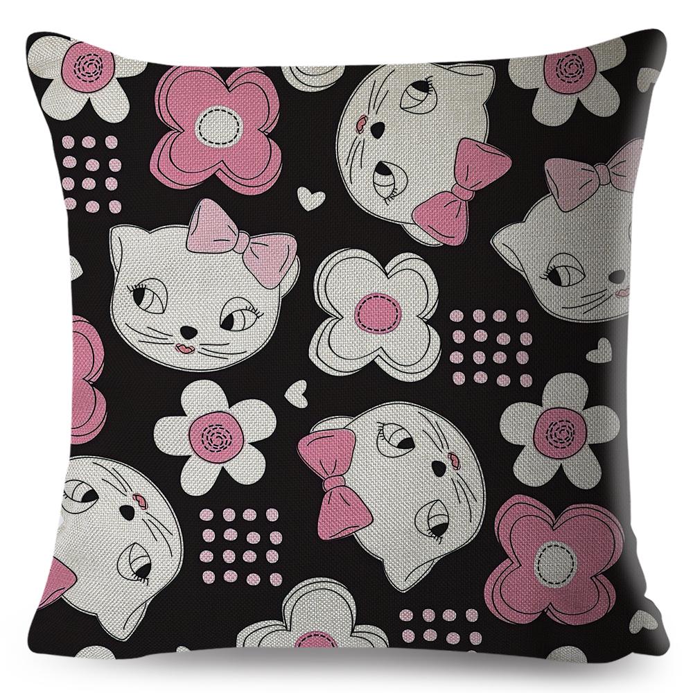 Playful Cat Pattern Design Double Sided Printed Living Room Bedroom Decor Cushion Cover