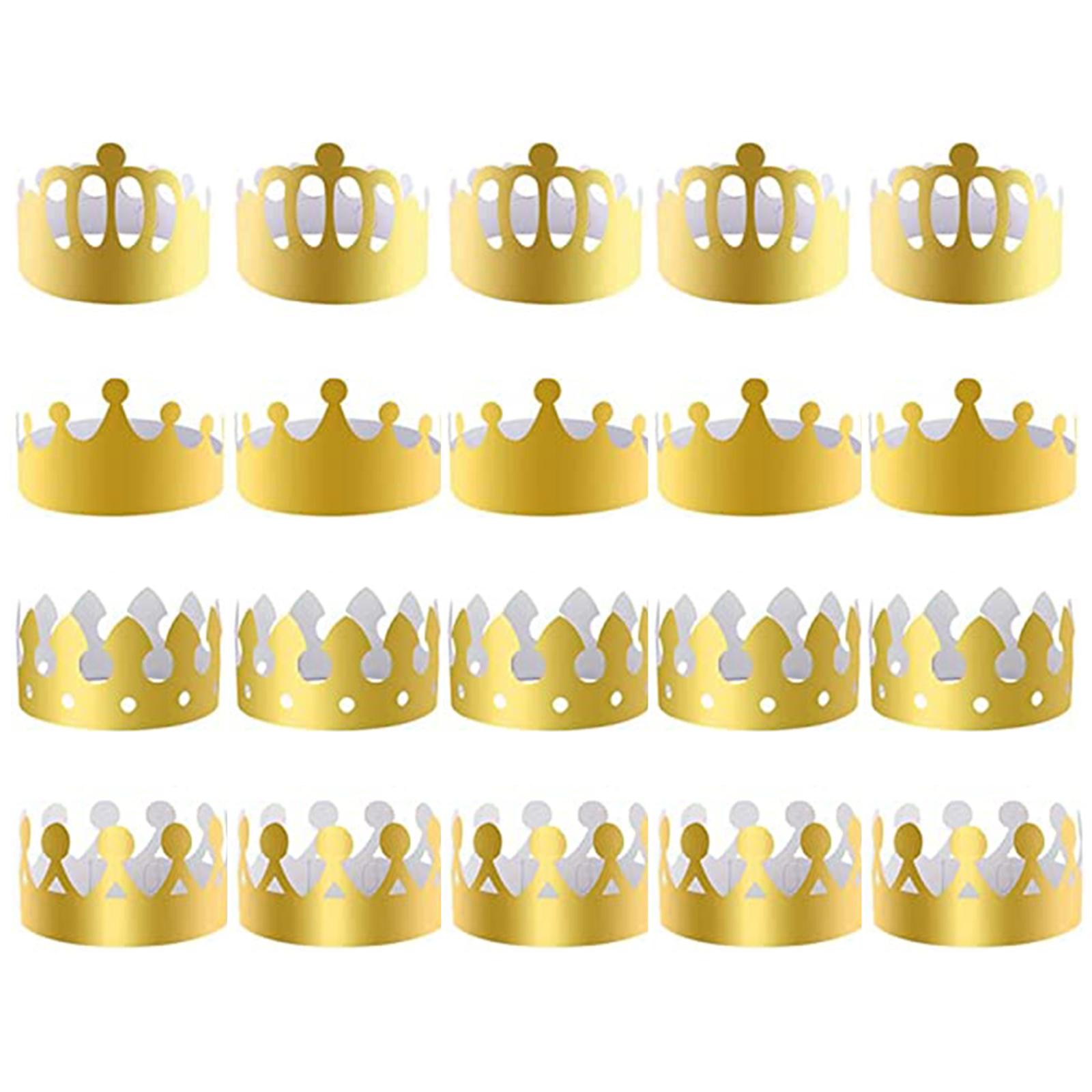 

Adjustable King Crown Party Hats 20 Pieces with 4 Styles Reusable Paper Crowns for Coronation and Party Celebrations 20PCS