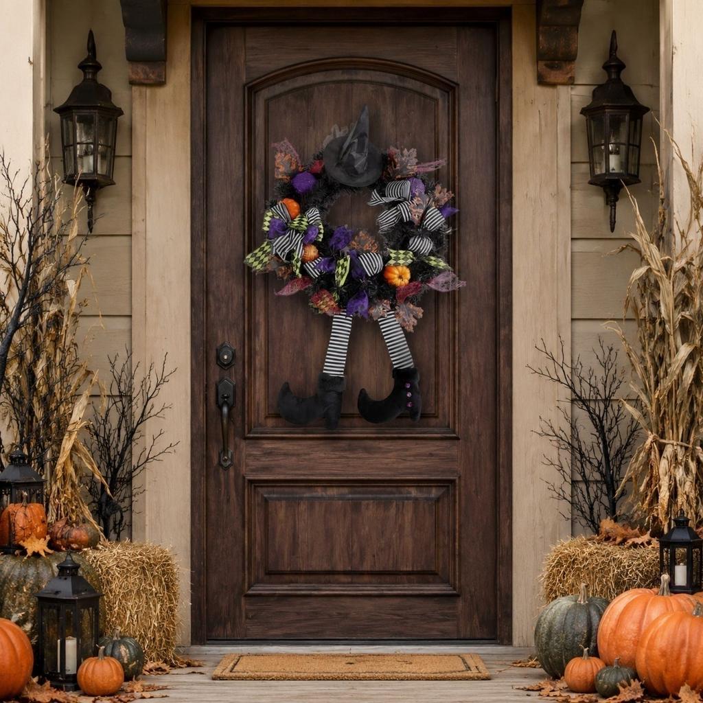 Scary Halloween Wreath for Front Door, Indoor Outdoor House Decoration