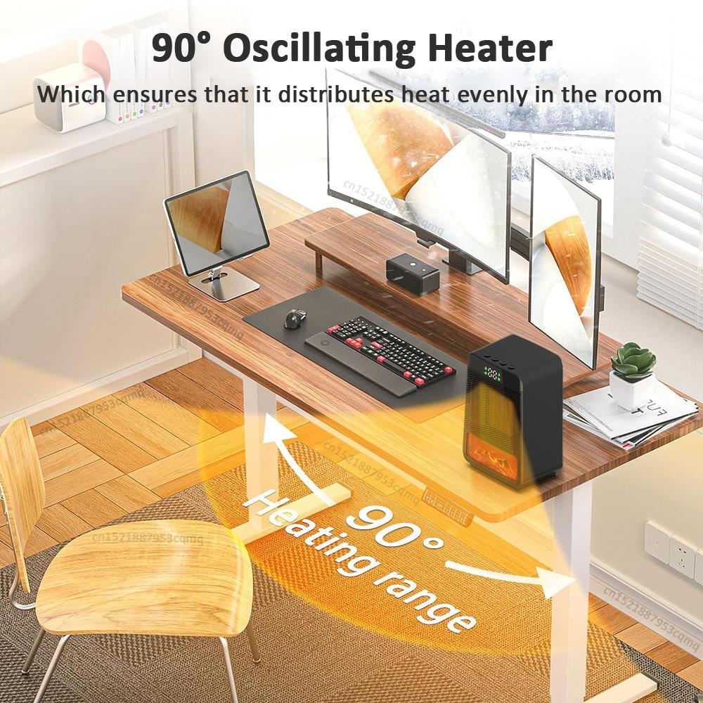 Fan Heater Hot Air Blower 1000W Electric Heating Fans 3D Flame Mini Space Heater Portable Fan Heaters for Home Office Bedroom